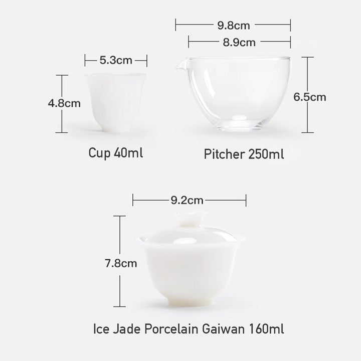 Alkiad  - White jade gaiwan tea set for two