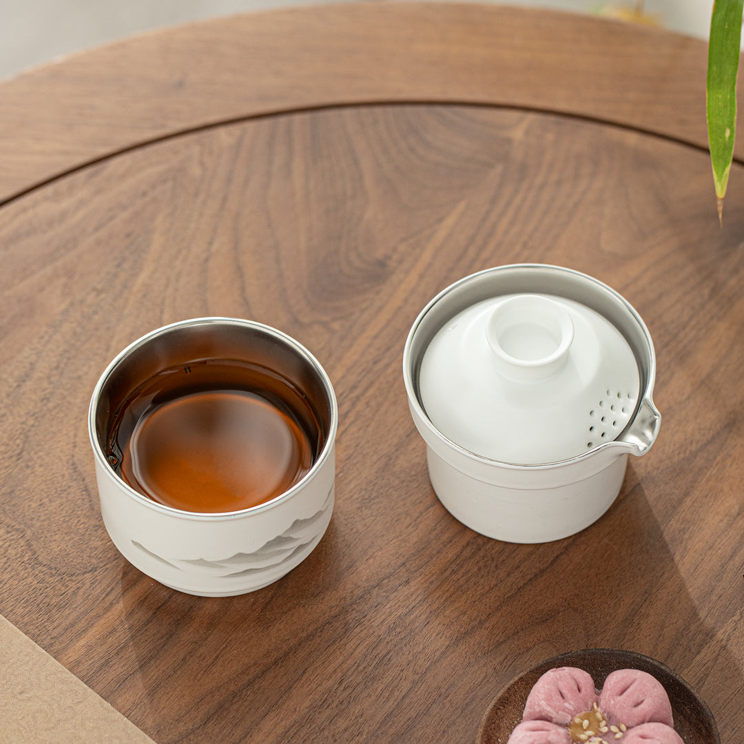 Misty Mountain - Ceramic & Titanium travel tea set for one