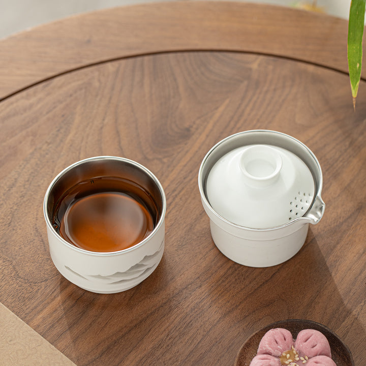 Misty Mountain - Ceramic & Titanium travel tea set for one