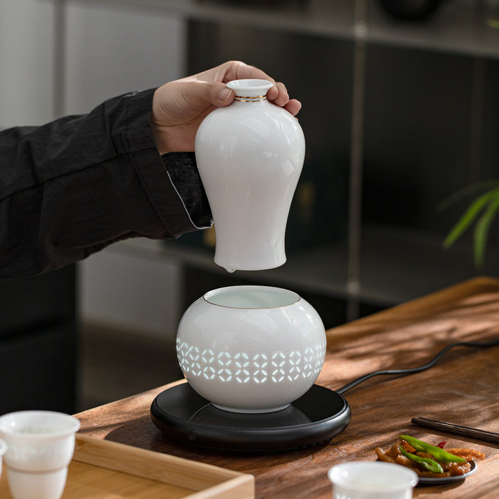 white sake set with warmer 