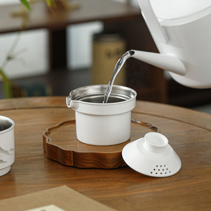 Misty Mountain - Ceramic & Titanium travel tea set for one