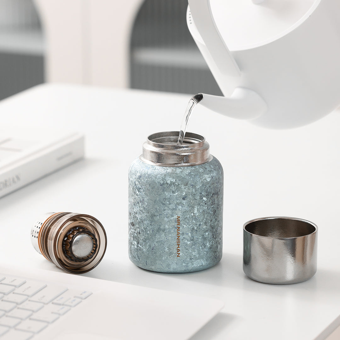 Catch the Time - Mini Blue/Silver Titanium Tea Thermos