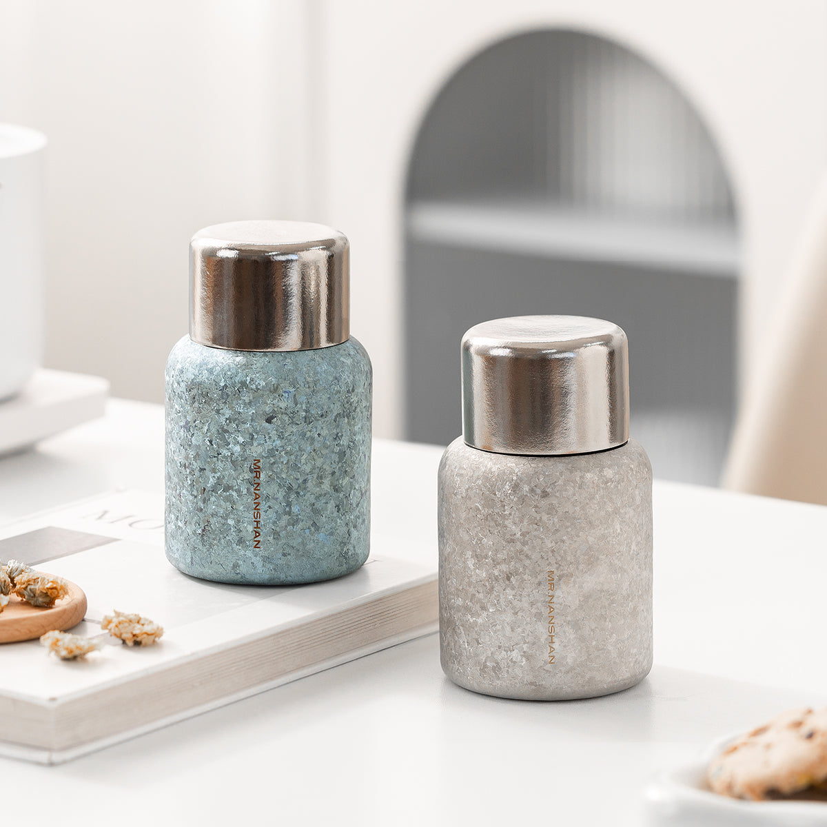 Catch the Time - Mini Blue/Silver Titanium Tea Thermos - Teaware Space