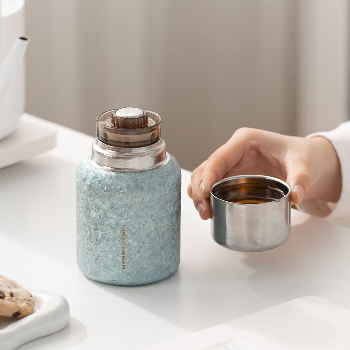 Catch the Time - Mini Blue/Silver Titanium Tea Thermos