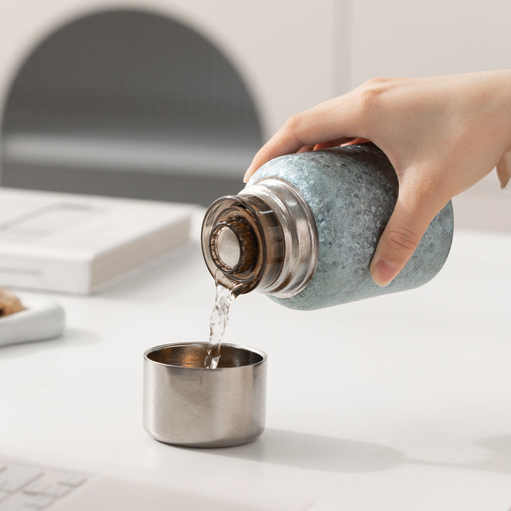 Catch the Time - Mini Blue/Silver Titanium Tea Thermos