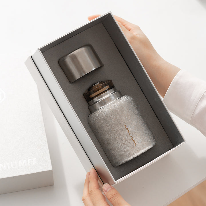 Catch the Time - Mini Blue/Silver Titanium Tea Thermos