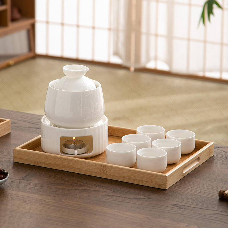 Vintage Japanese sake set with warmer and candle stove | Gift for husband 