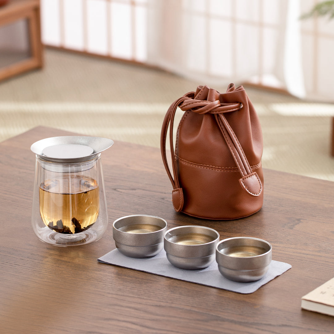 Mirror in the Soul - Titanium Glass travel tea set