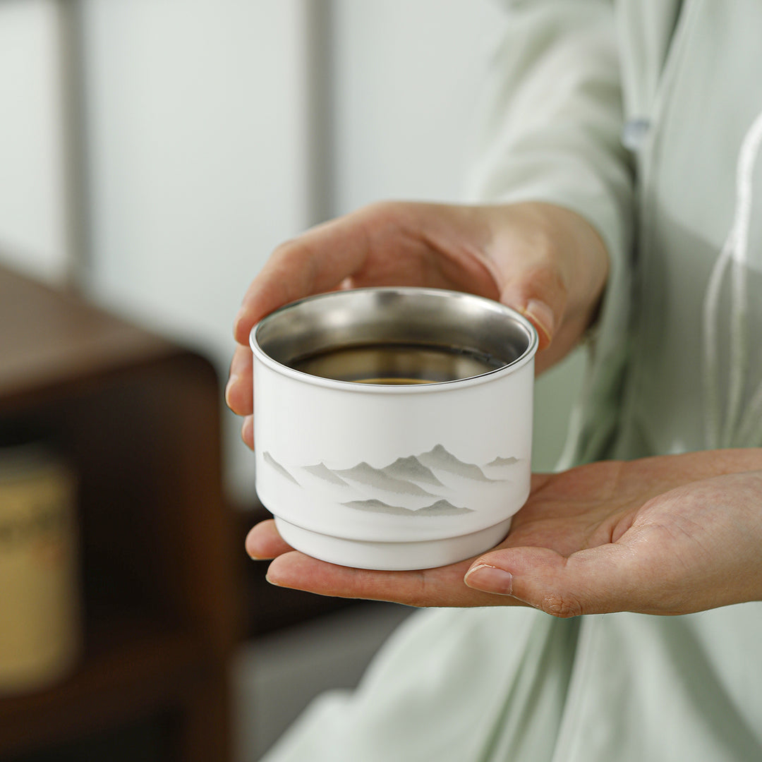 Misty Mountain - Ceramic & Titanium travel tea set for one