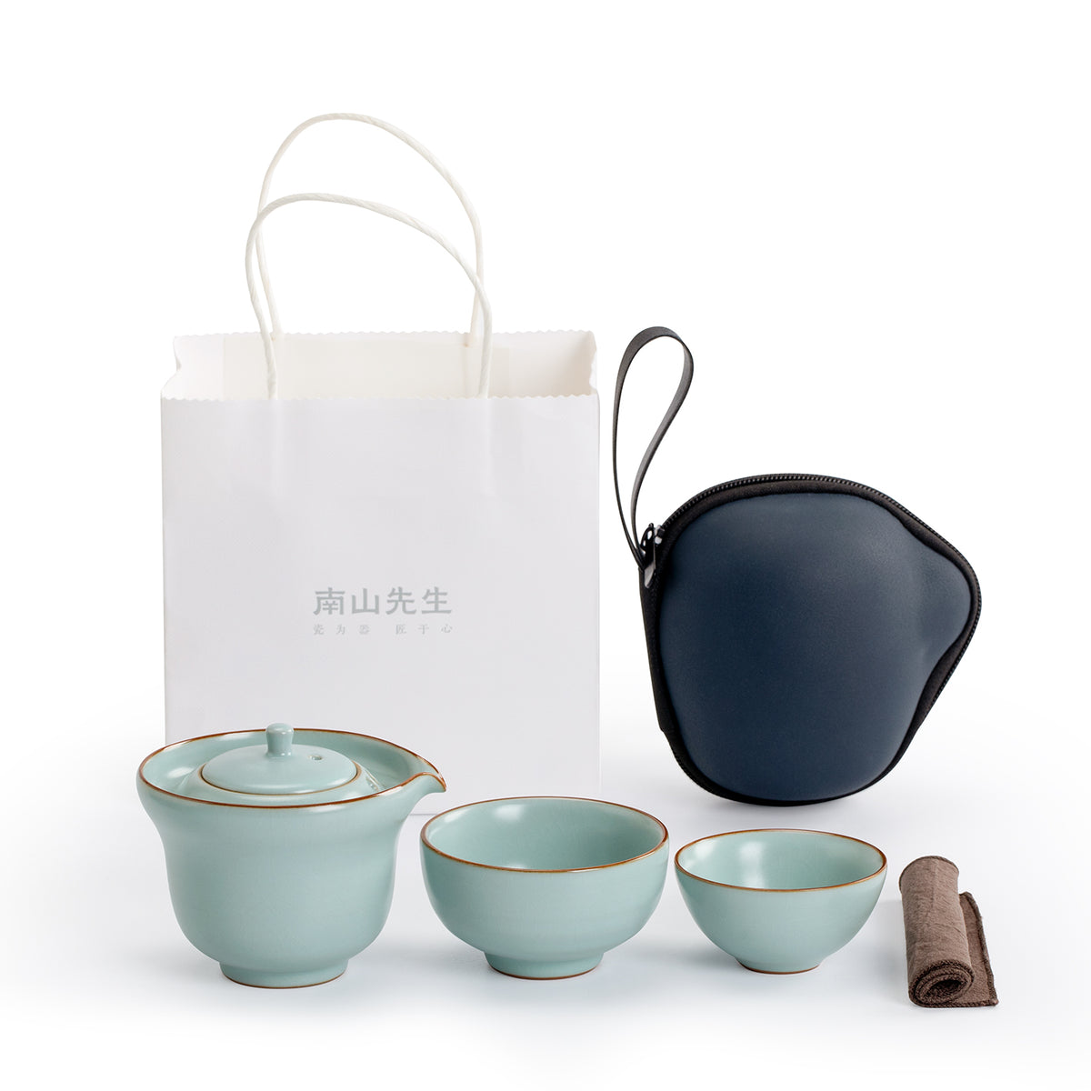 Sunrise - Custom logo Vintage portable Ruyao tea set for two - Teaware Space