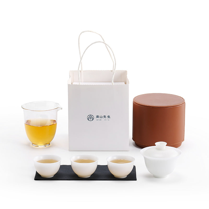 Service à thé Gaiwan de voyage vintage peint à la main pour deux