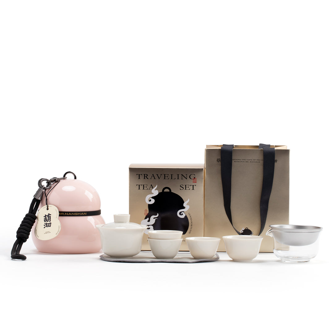 Gourd Box - Pink all in one travel gaiwan tea set