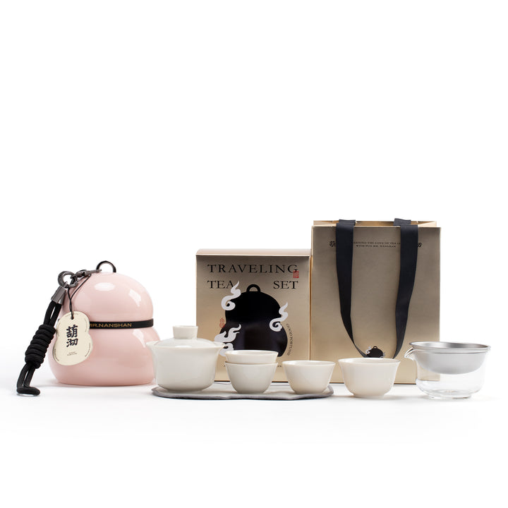 Gourd Box - Pink all in one travel gaiwan tea set