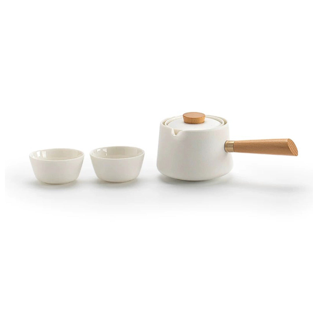 Cozy ceramic teapot with rotated infuser  | Travel tea set for two