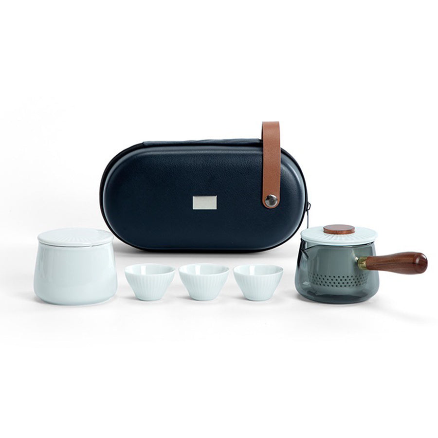 custom name teapot with side handle and travel case | tea set for two 