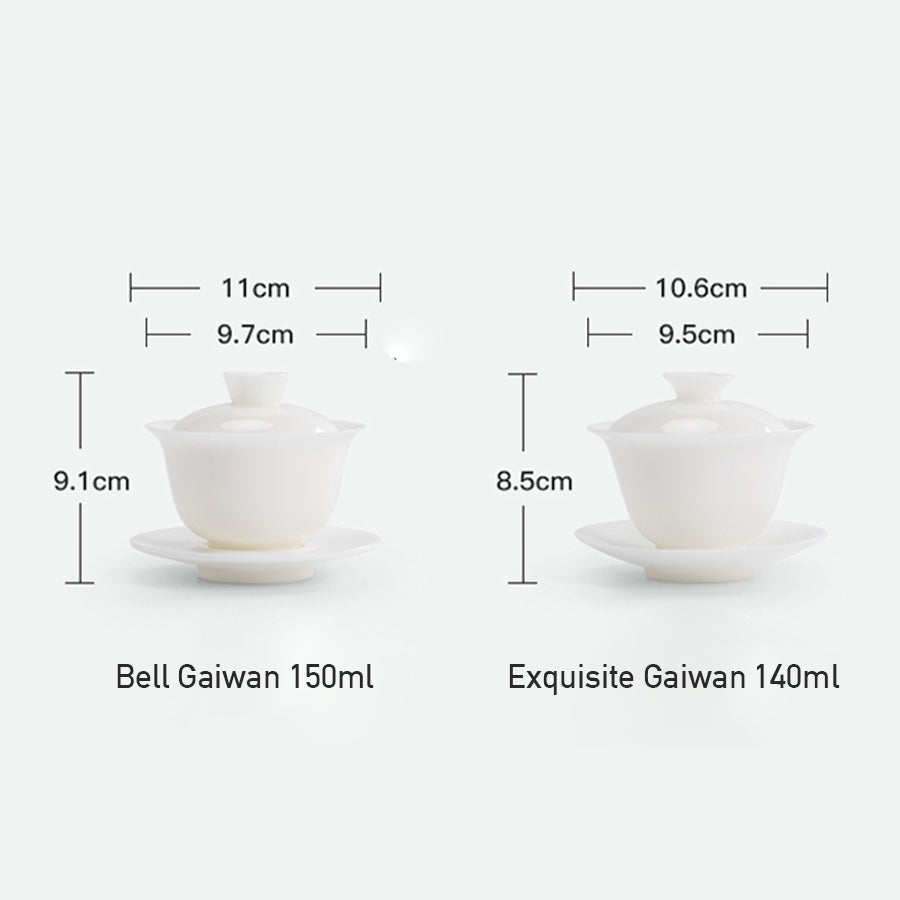 Ruobai - White ceramic Sancai Gaiwan tea set