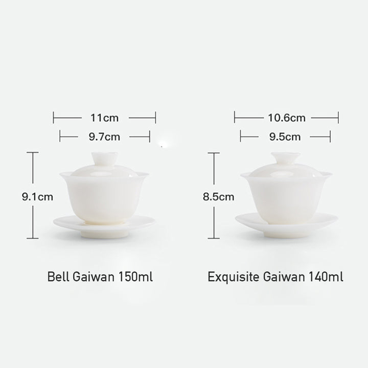 Ruobai - White ceramic Sancai Gaiwan tea set