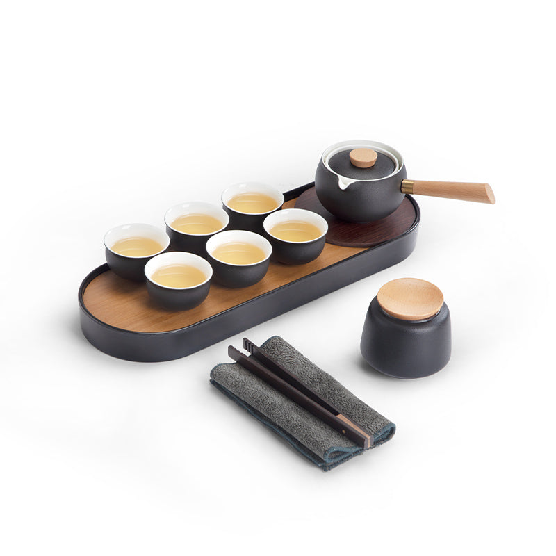 black kungfu tea set with tray - custom name service 