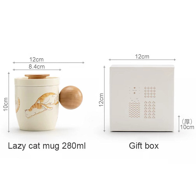 Lazy Cat - Handmade Cream cat infuser mug for tea