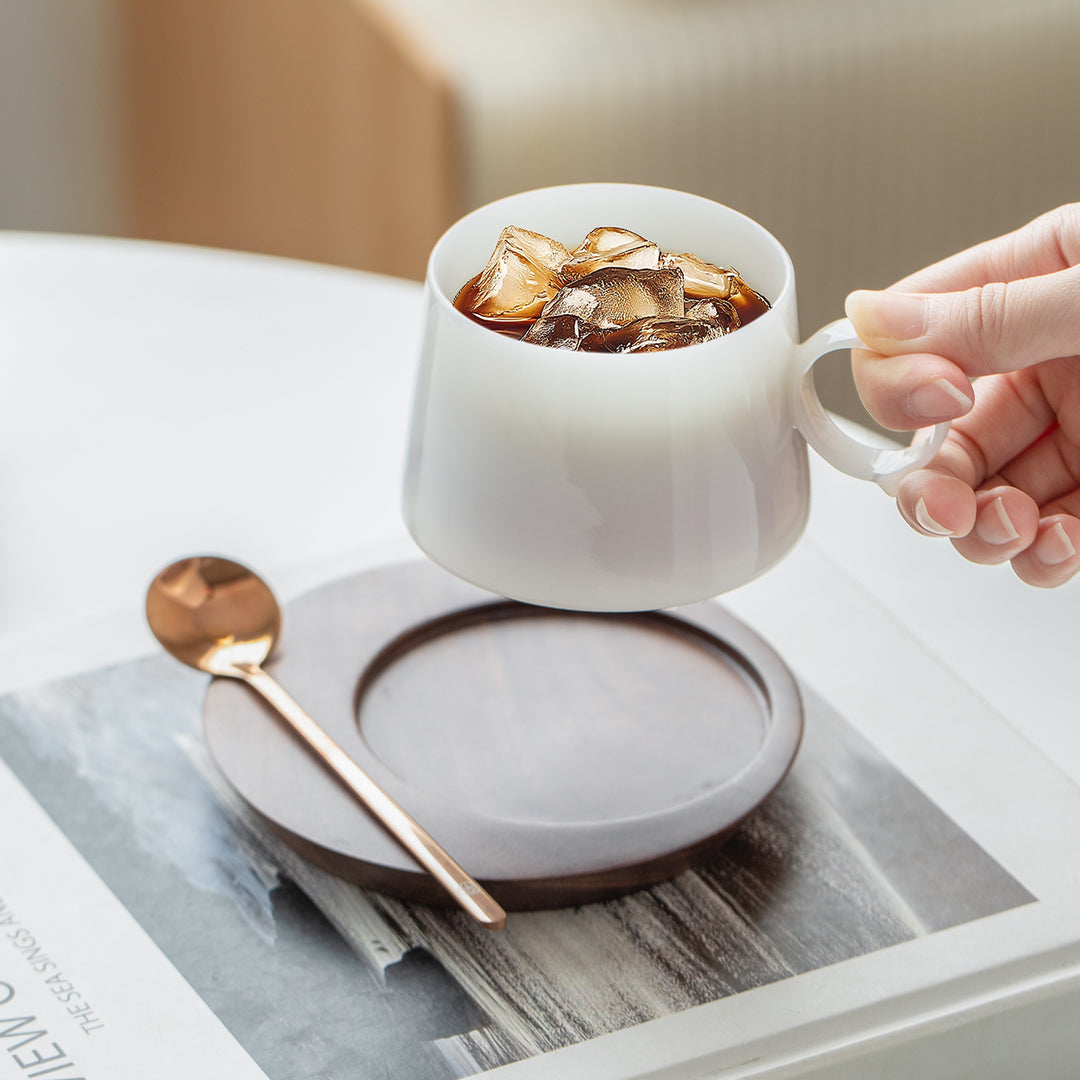 Alkiad - White latte mug with saucer set