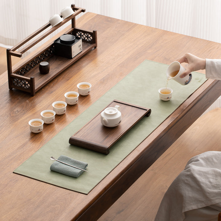 Chemin de table thé/café marron en cuir PU imperméable | Cadeau de pendaison de crémaillère