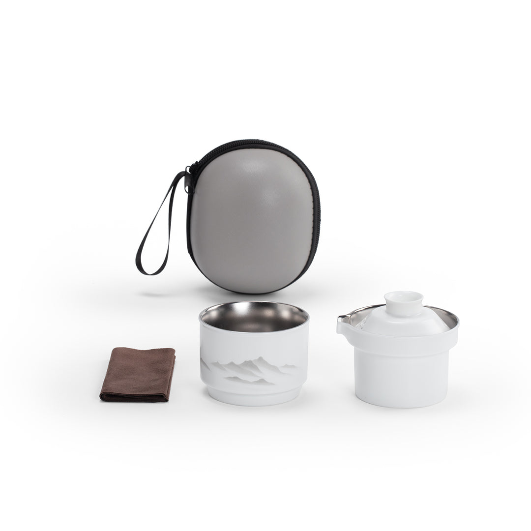 Misty Mountain - Ceramic & Titanium travel tea set for one