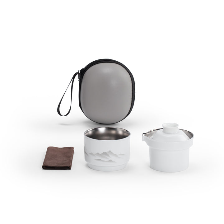 Misty Mountain - Ceramic & Titanium travel tea set for one