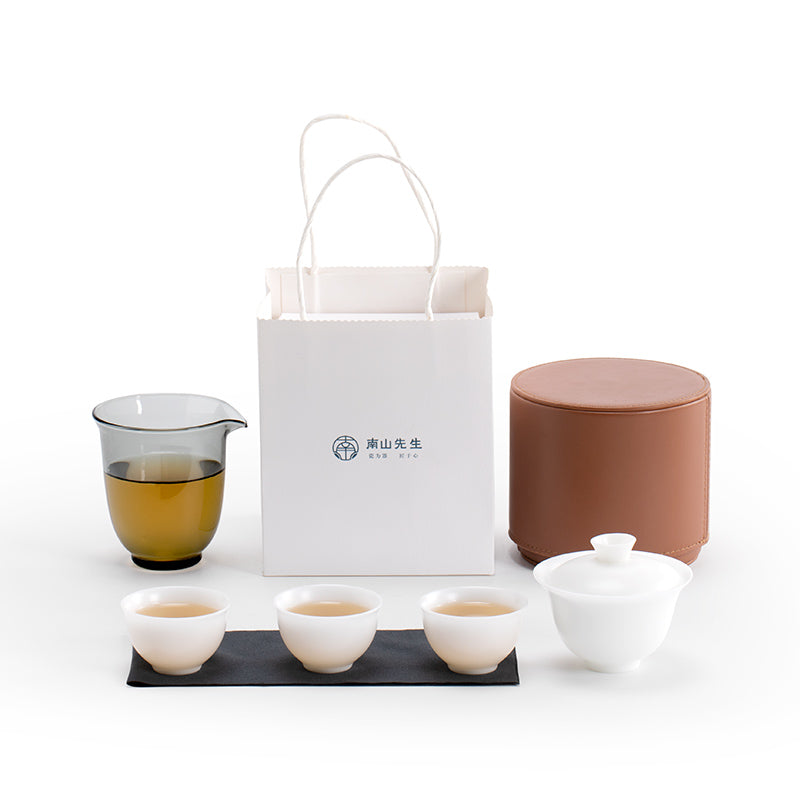 Service à thé Gaiwan de voyage vintage peint à la main pour deux