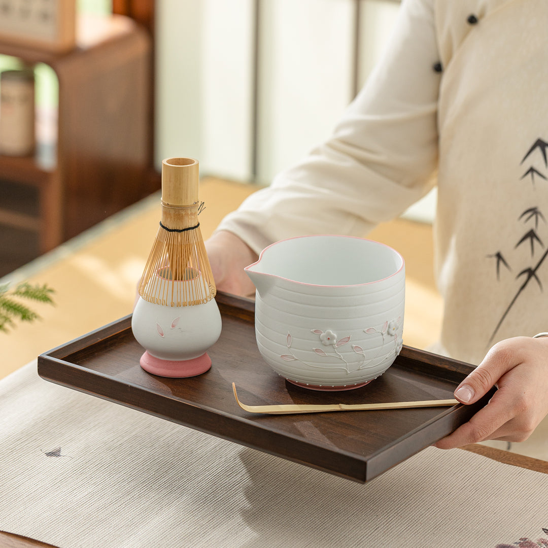 Flowering Time - Japan Matcha bowl and whisk set of 4