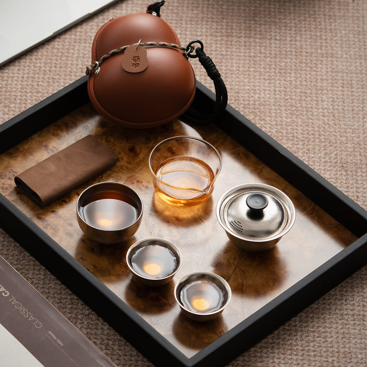 Gourd Box - Titanium travel Gaiwan set for two