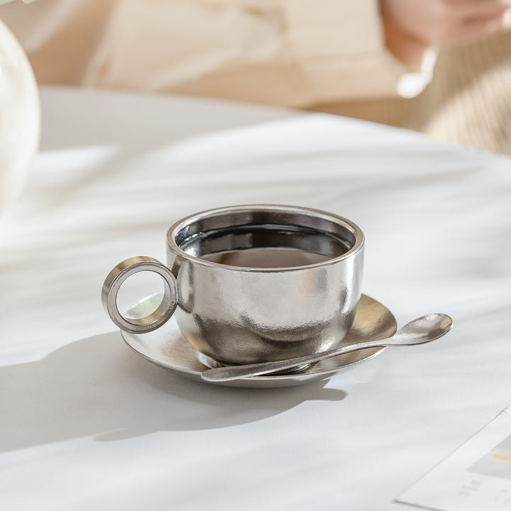 Tasse à café expresso confortable en céramique personnalisée | tasse à thé avec soucoupe