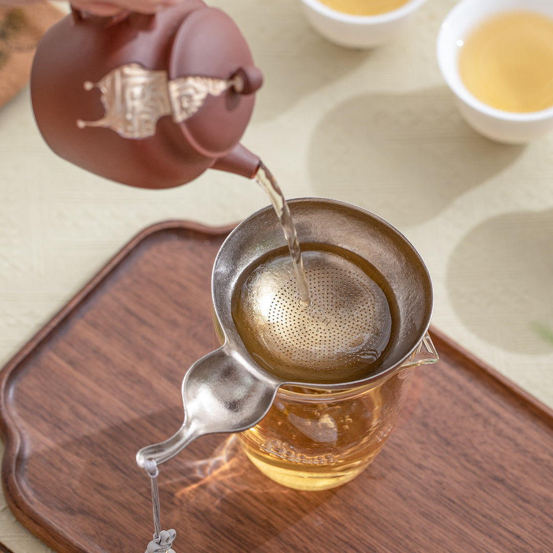 Gourd Gharm - Titanium tea strainer with holder set | Tea filter - Teaware Space