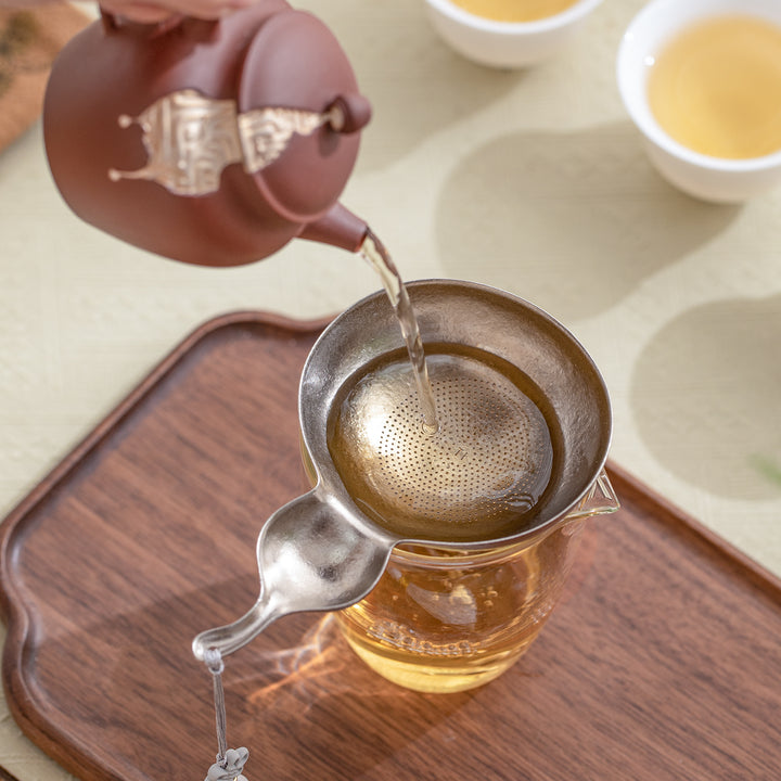Gourd Gharm - Titanium tea strainer with holder set | Tea filter - Teaware Space