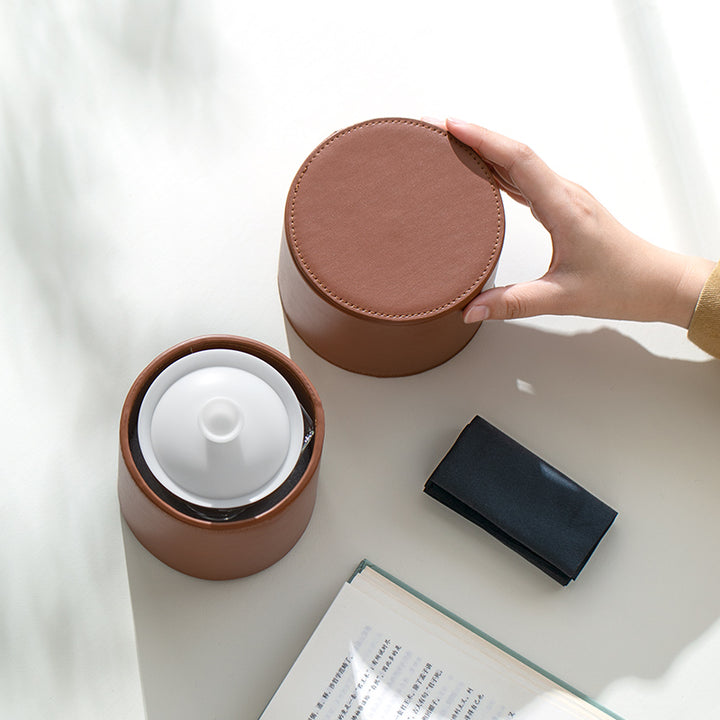 Service à thé Gaiwan de voyage vintage peint à la main pour deux