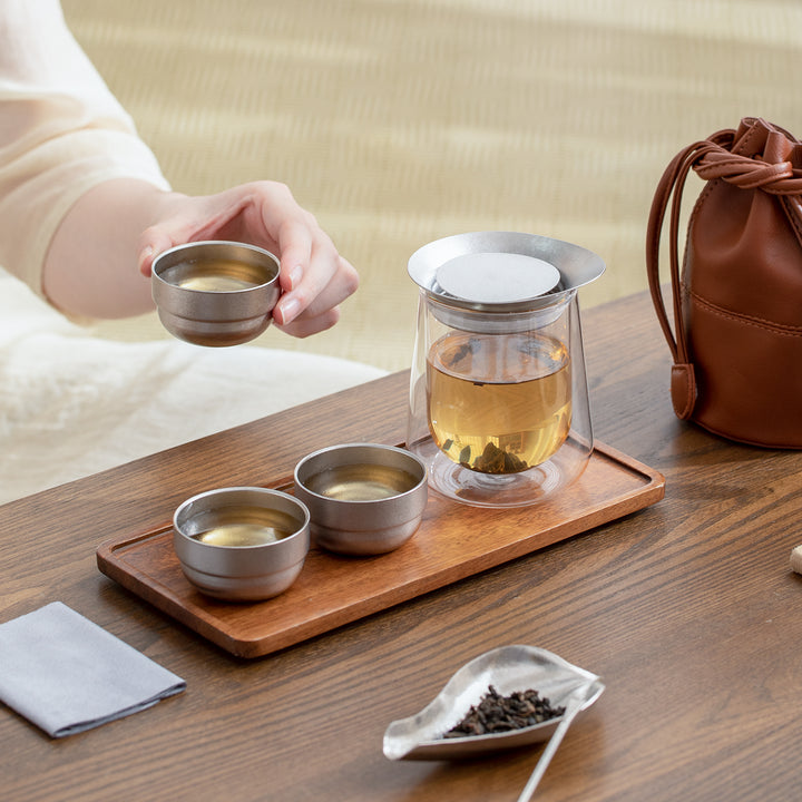 Mirror in the Soul - Titanium Glass travel tea set