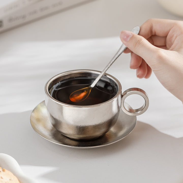 Tasse à café expresso confortable en céramique personnalisée | tasse à thé avec soucoupe
