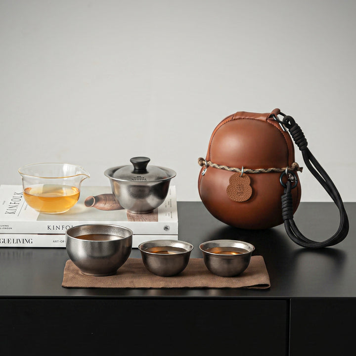 Gourd Box - Titanium travel Gaiwan set for two