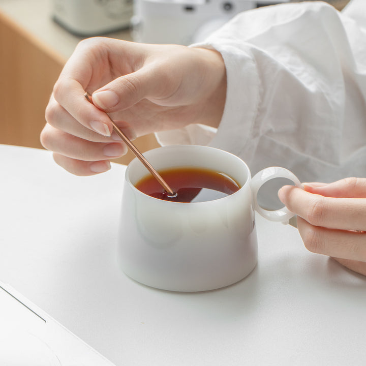 Alkiad - White latte mug with saucer set