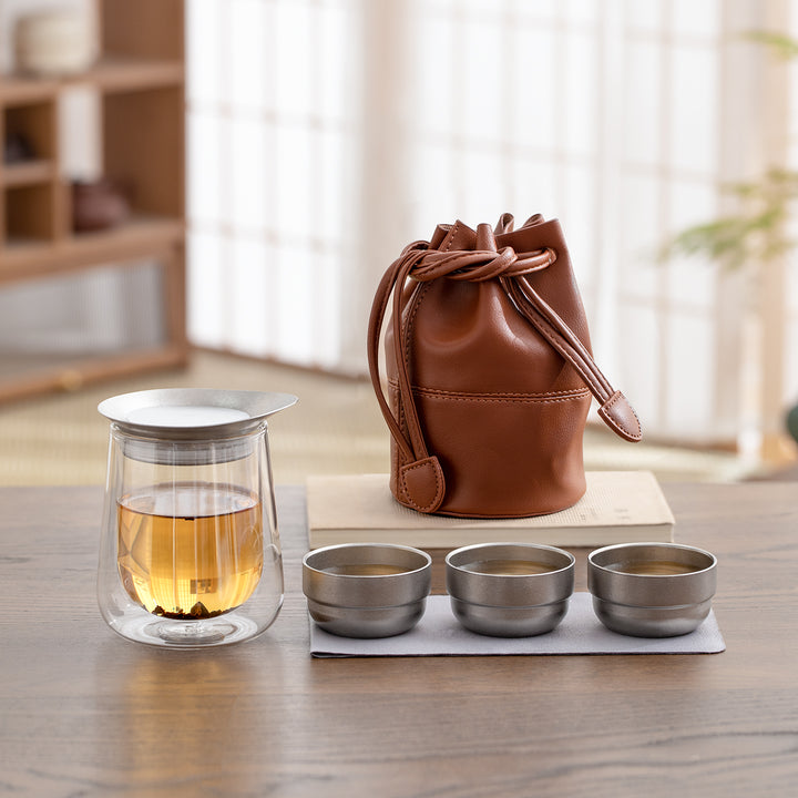 Mirror in the Soul - Titanium Glass travel tea set