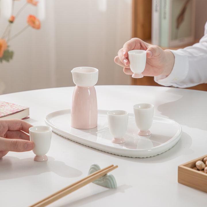 Bliss - Pink Japanese tokkuri sake set