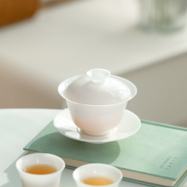 Ruobai - White ceramic Sancai Gaiwan tea set