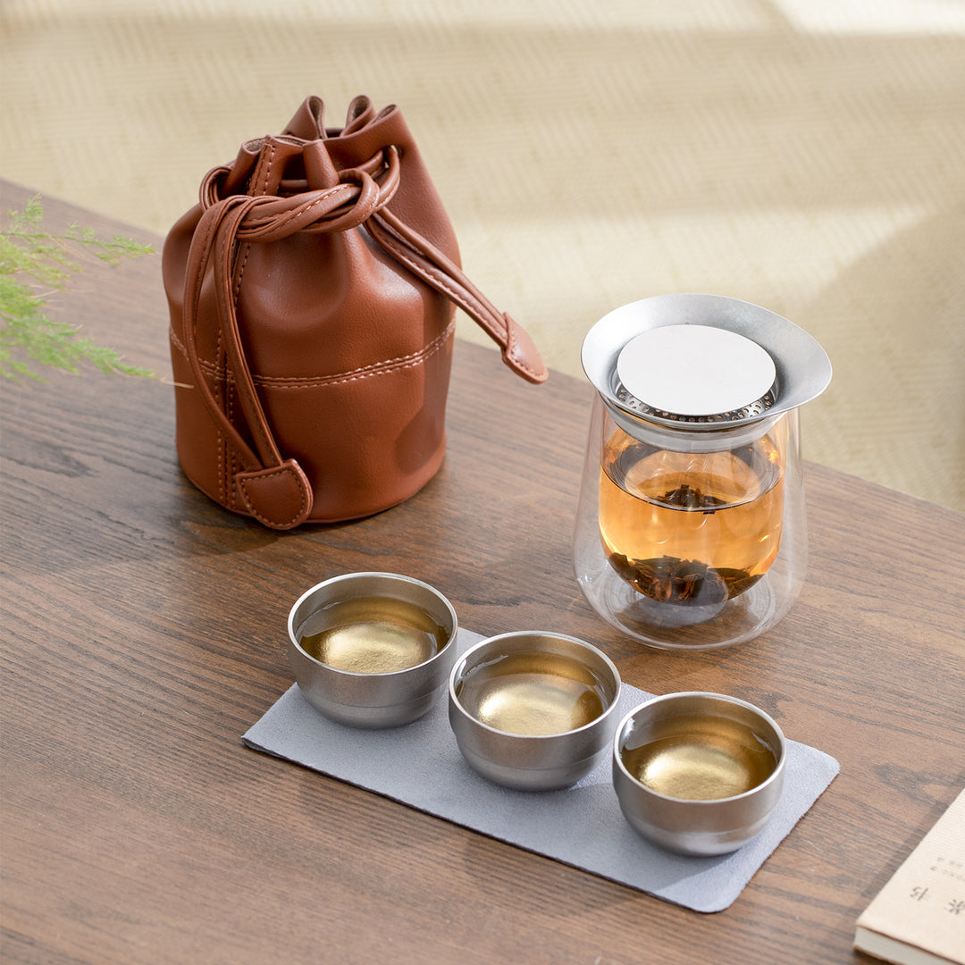 Mirror in the Soul - Titanium Glass travel tea set