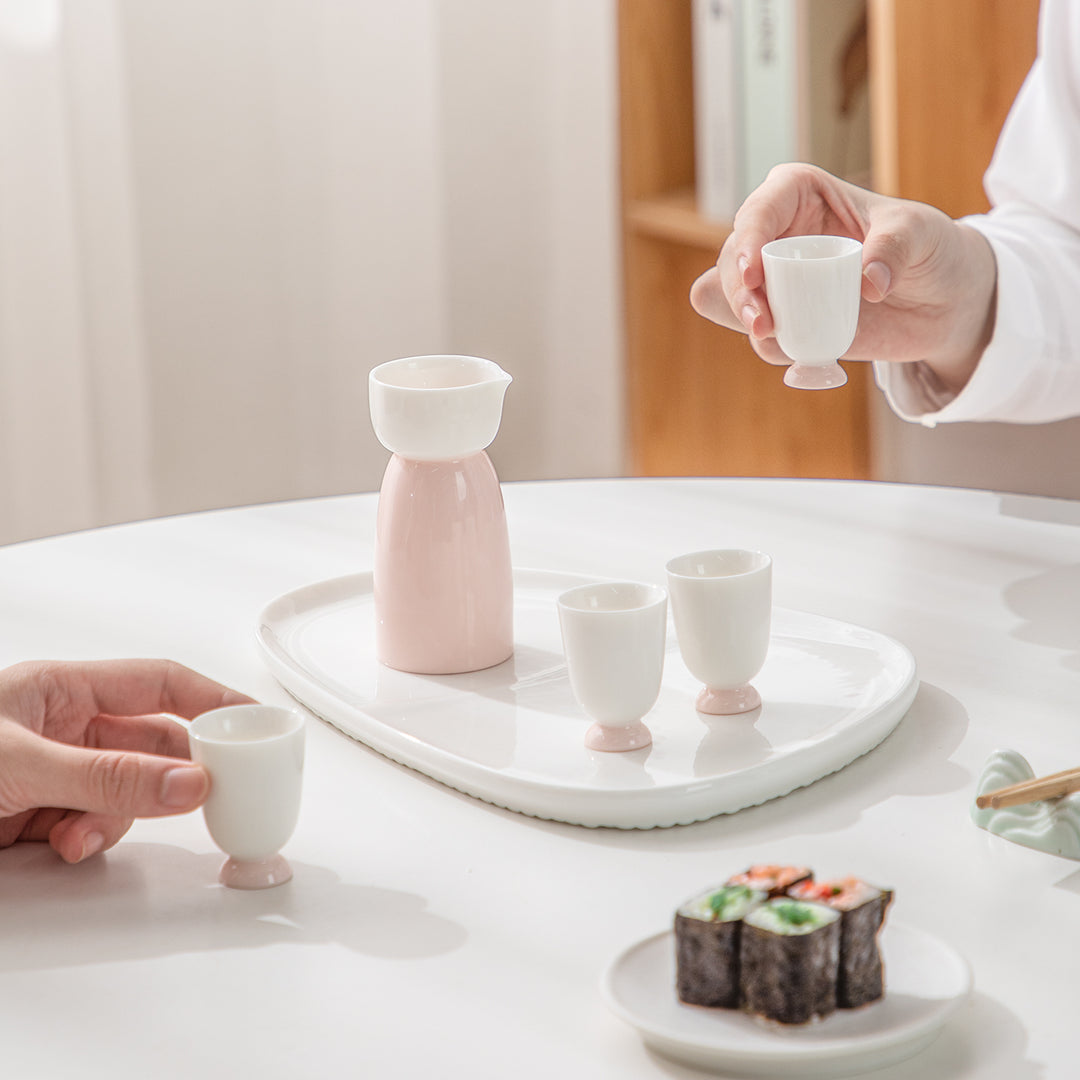 Bliss - Pink Japanese tokkuri sake set
