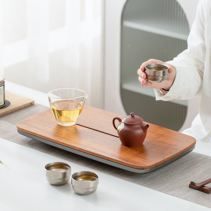 Returning to Seclusion - Personalized Bamboo tea tray with drainer
