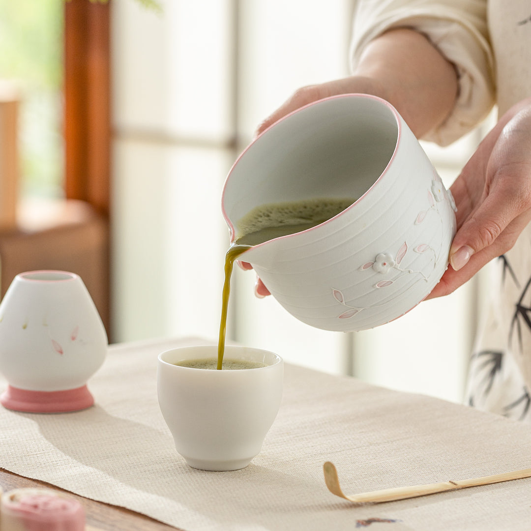Flowering Time - Japan Matcha bowl and whisk set of 4