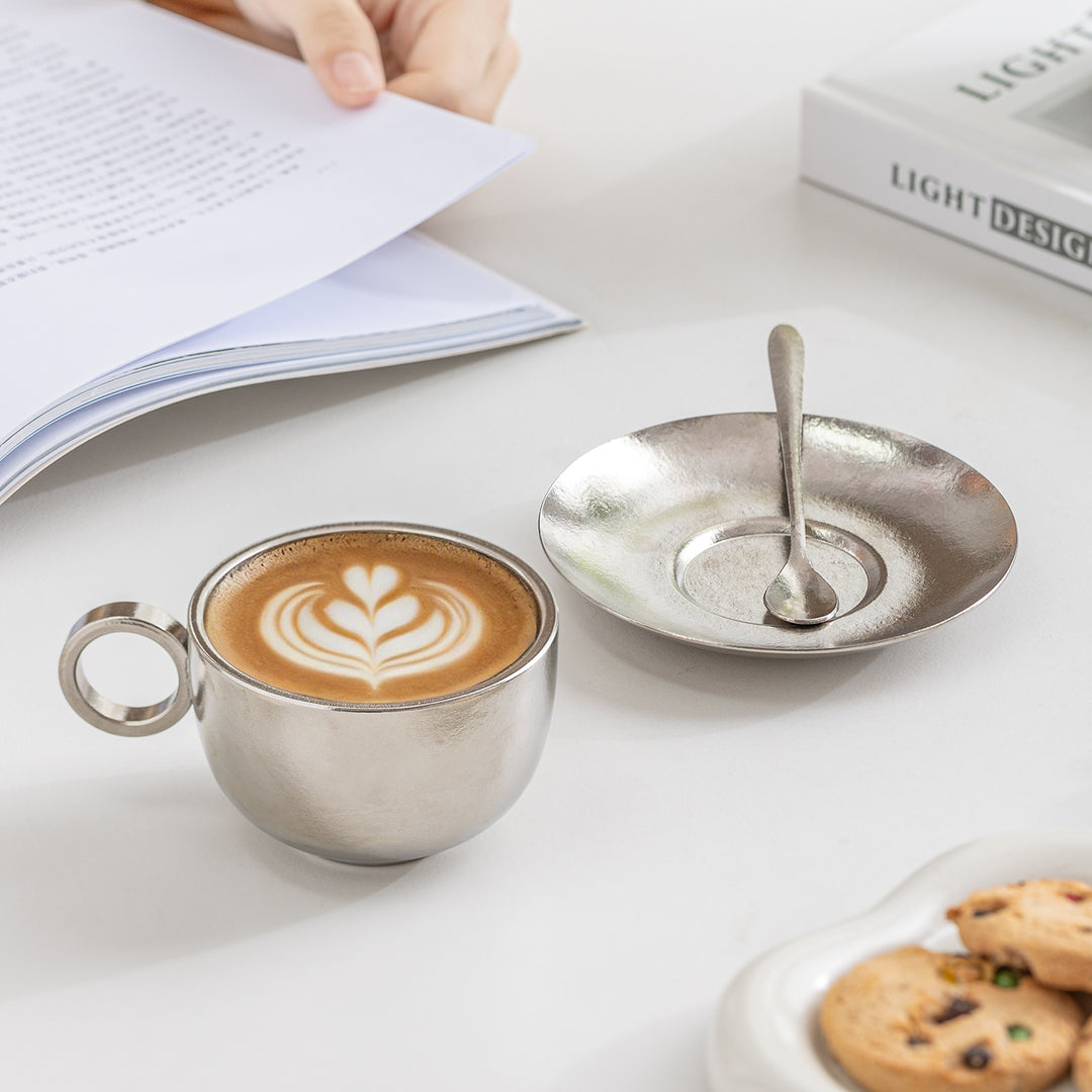 Tasse à café expresso confortable en céramique personnalisée | tasse à thé avec soucoupe