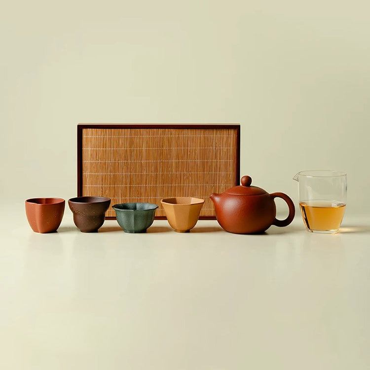 Five Blessings | Traditional zisha teapot set with travel case - Teaware Space
