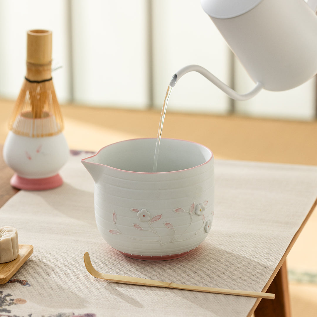 Flowering Time - Japan Matcha bowl and whisk set of 4