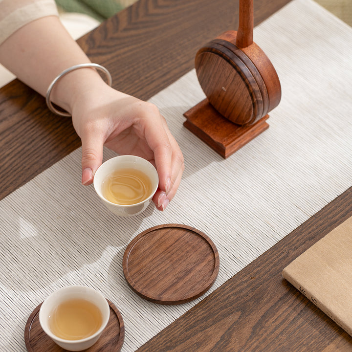 Lute Melody - Unique Pipa shape wooden coaster set of 6 - Teaware Space