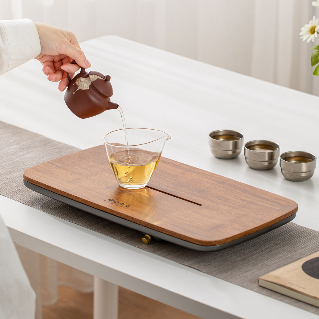 Returning to Seclusion - Personalized Bamboo tea tray with drainer